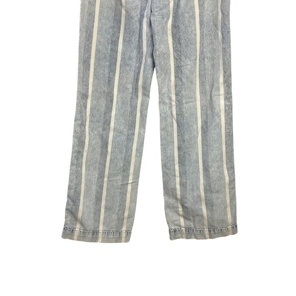 KanCan Button Fly Wide Leg Jeans Juniors Size 11 Striped Light Blue White Cotton - Picture 6 of 8
